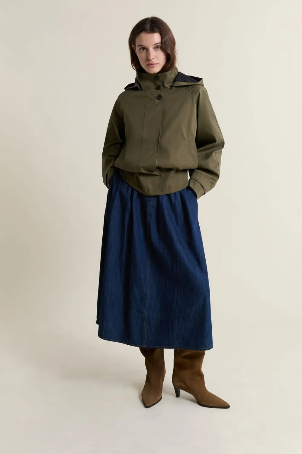 New ETAM Gabardina con capucha y algodón CAQUI