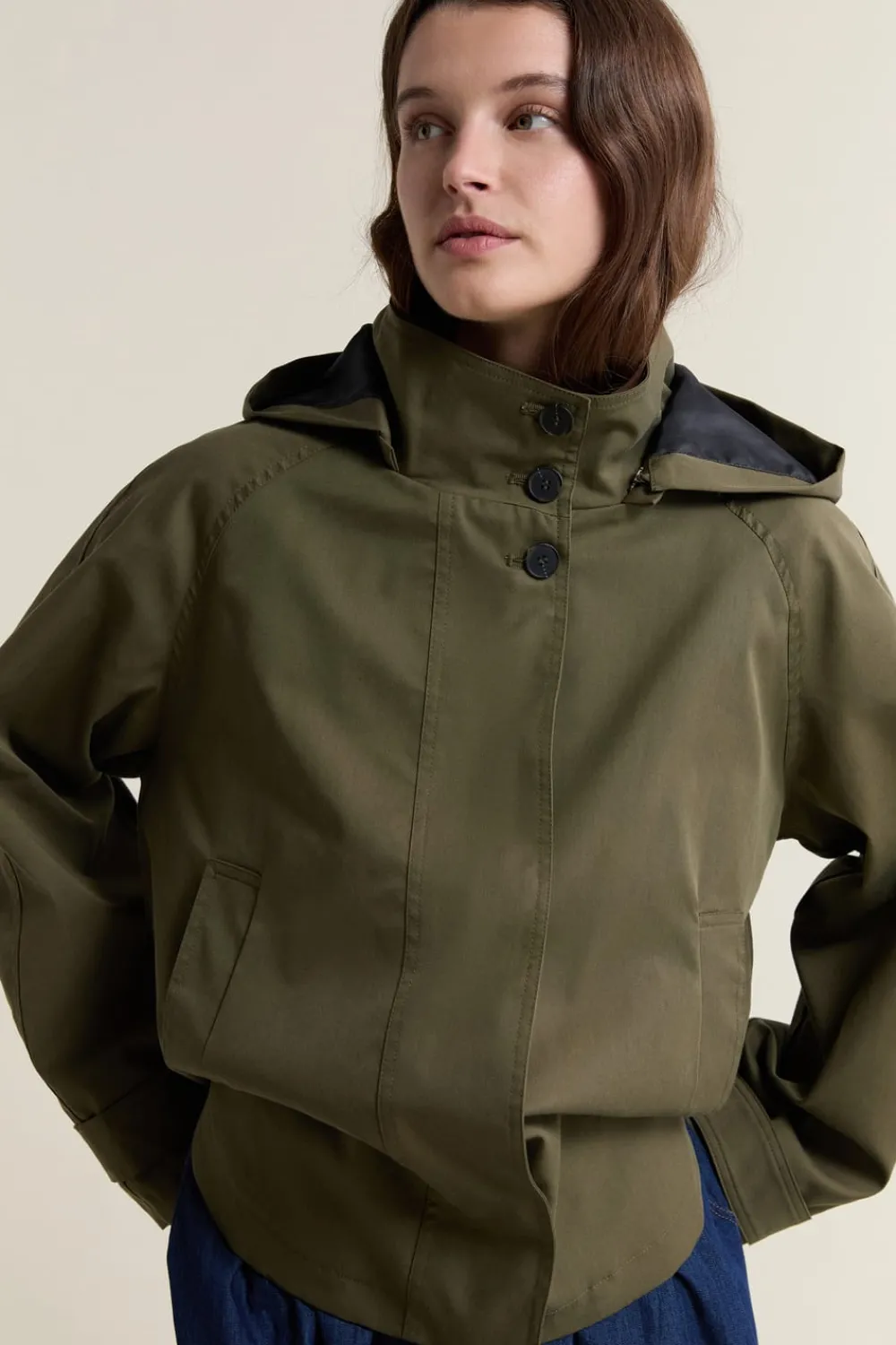 New ETAM Gabardina con capucha y algodón CAQUI