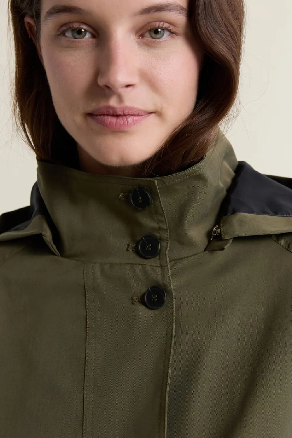 New ETAM Gabardina con capucha y algodón CAQUI