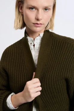 Discount ETAM Gilet à manches longues grosse maille ARGILE