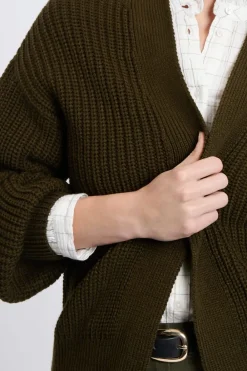 Discount ETAM Gilet à manches longues grosse maille ARGILE