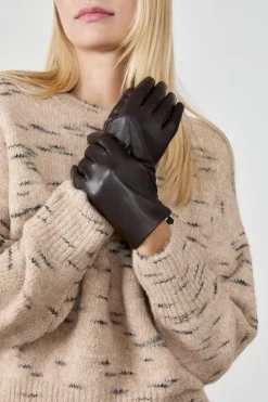 New ETAM Guantes con efecto piel CHOCOLATE