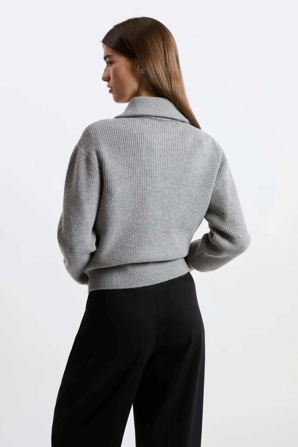 New ETAM Jersey con cuello camisero y cremallera GRIS