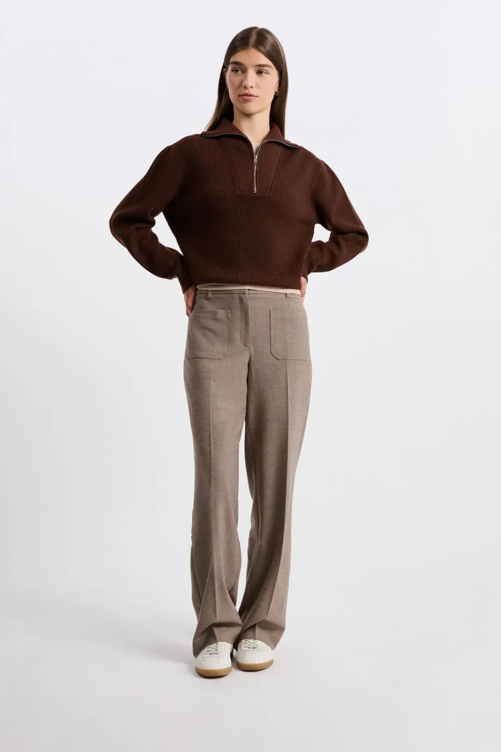 Sale ETAM Jersey con cuello campero CHOCOLATE