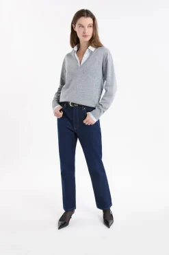 Discount ETAM Jersey con cuello en V de lana GRIS