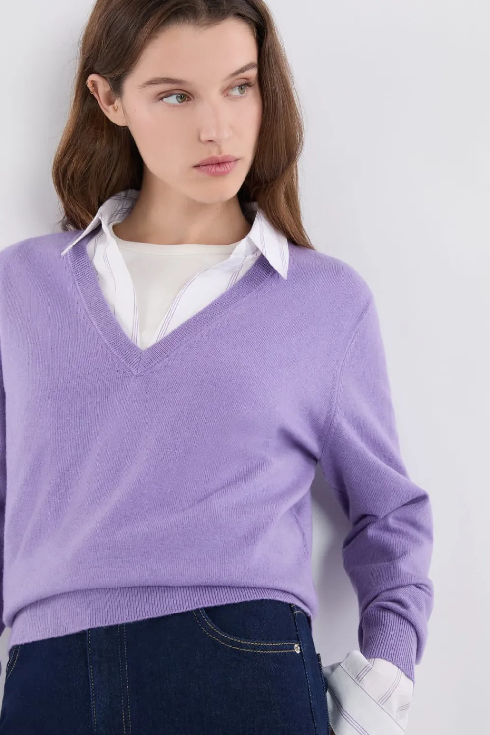 Best ETAM Jersey con cuello en V de lana parma