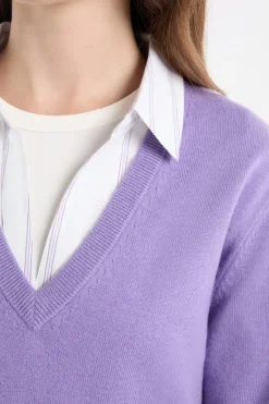 Best ETAM Jersey con cuello en V de lana parma