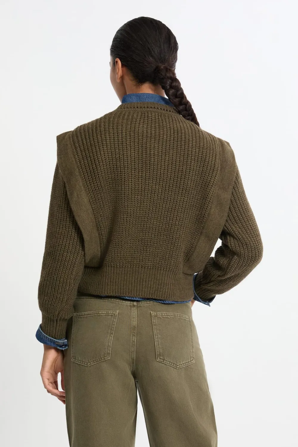 Outlet ETAM Jersey con hombreras de lana ARCILLA