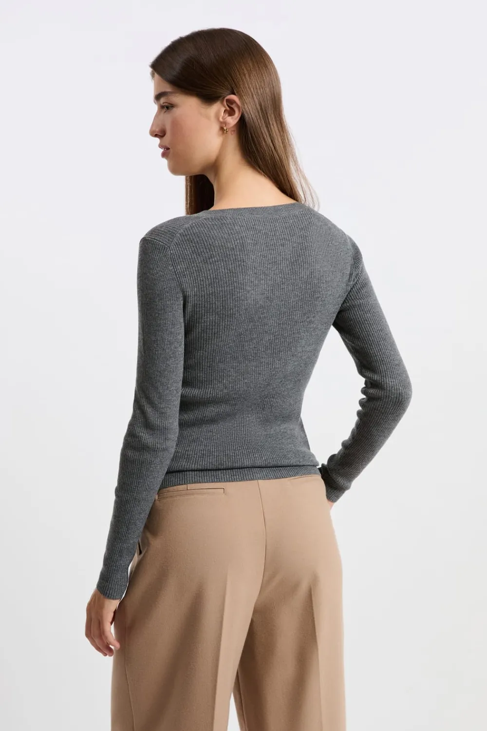 Best ETAM Jersey de cuello en V con lana GRIS