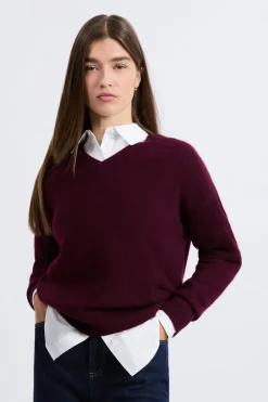 Outlet ETAM Jersey de cuello en V de cashmere MORADO