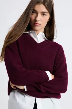 Outlet ETAM Jersey de cuello en V de cashmere MORADO