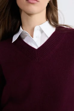 Outlet ETAM Jersey de cuello en V de cashmere MORADO