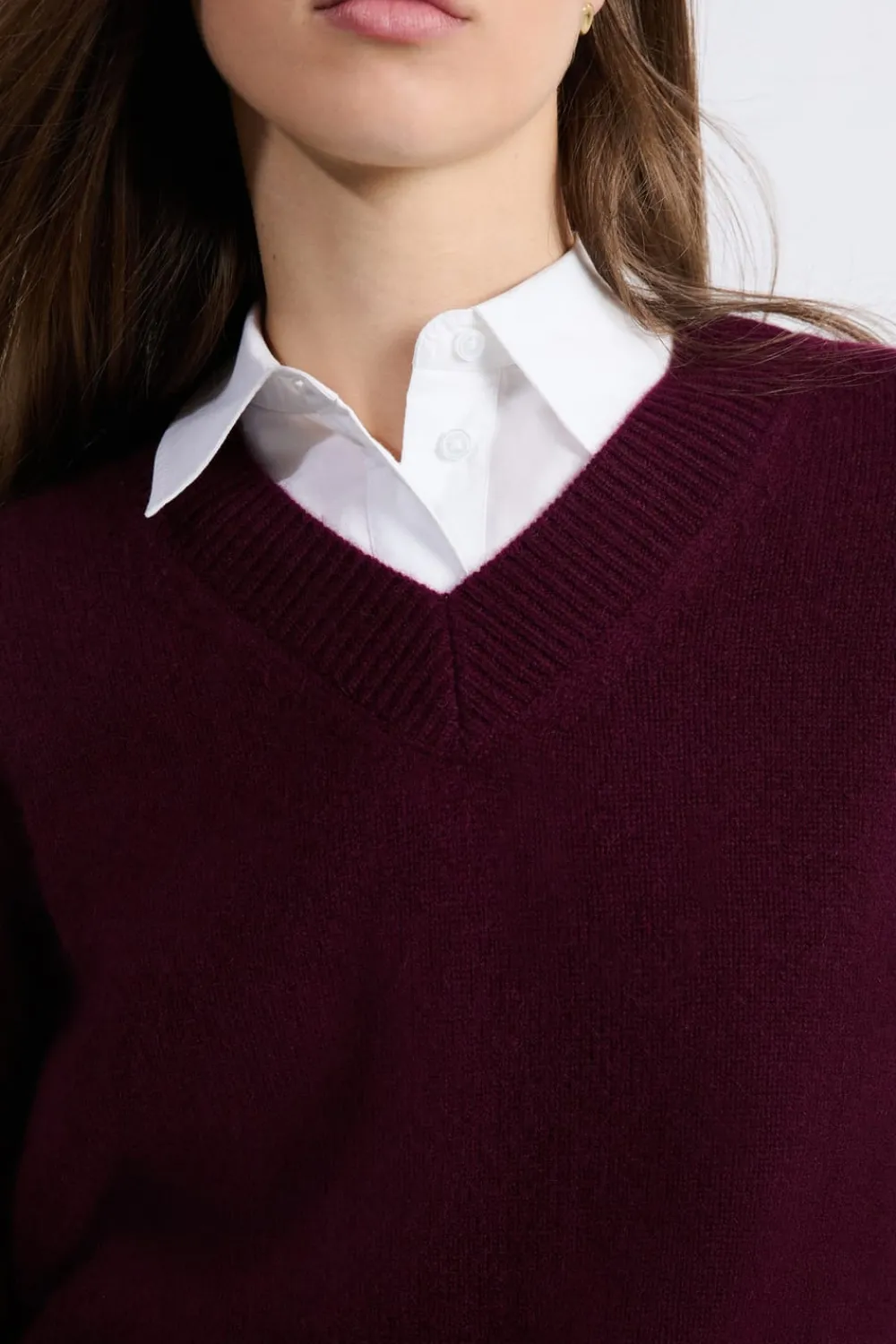 Outlet ETAM Jersey de cuello en V de cashmere MORADO