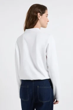 New ETAM Jersey de cuello polo con botones dorados BLANCO
