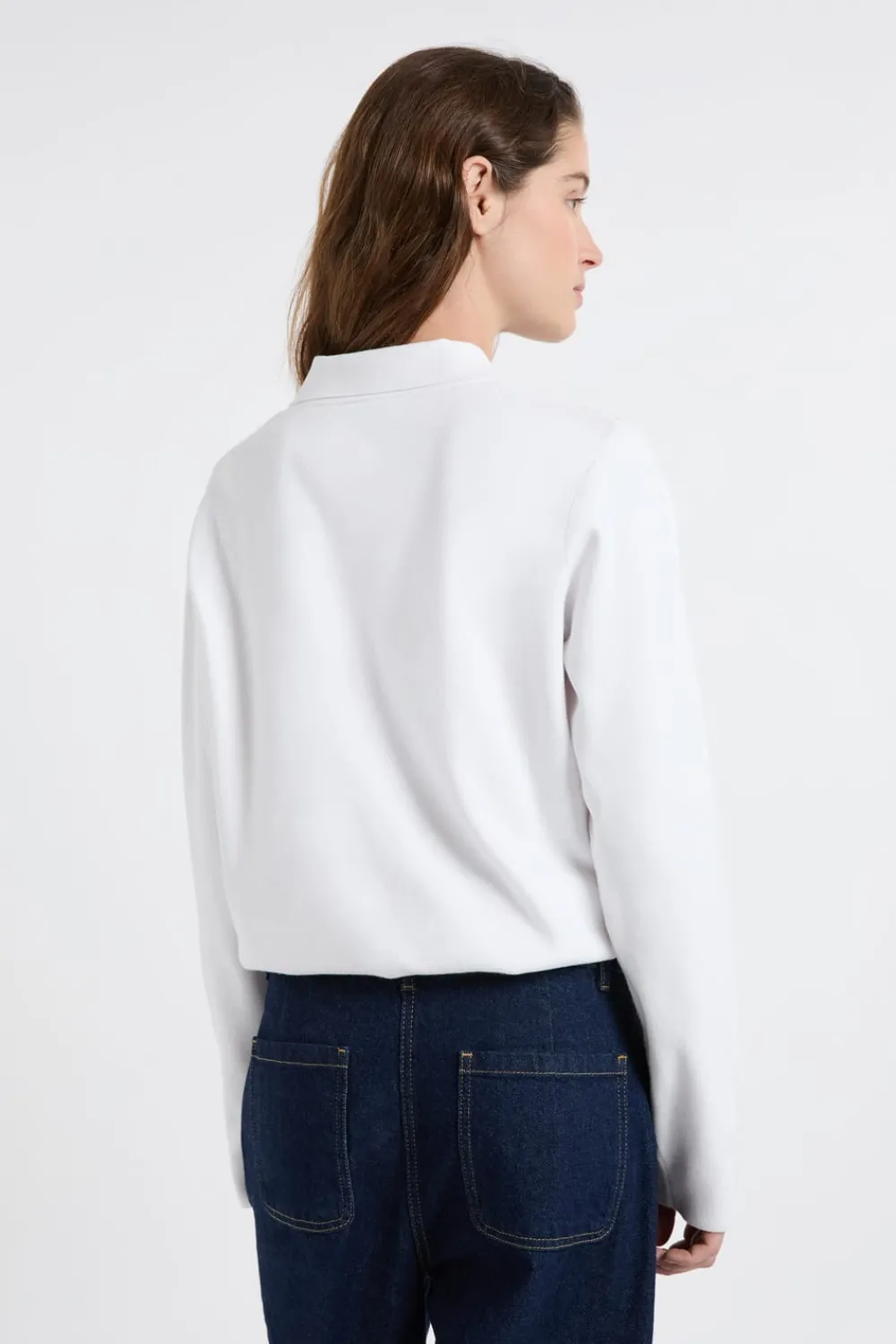 New ETAM Jersey de cuello polo con botones dorados BLANCO