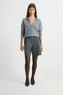 Clearance ETAM Jersey de cuello polo de cashmere GRIS