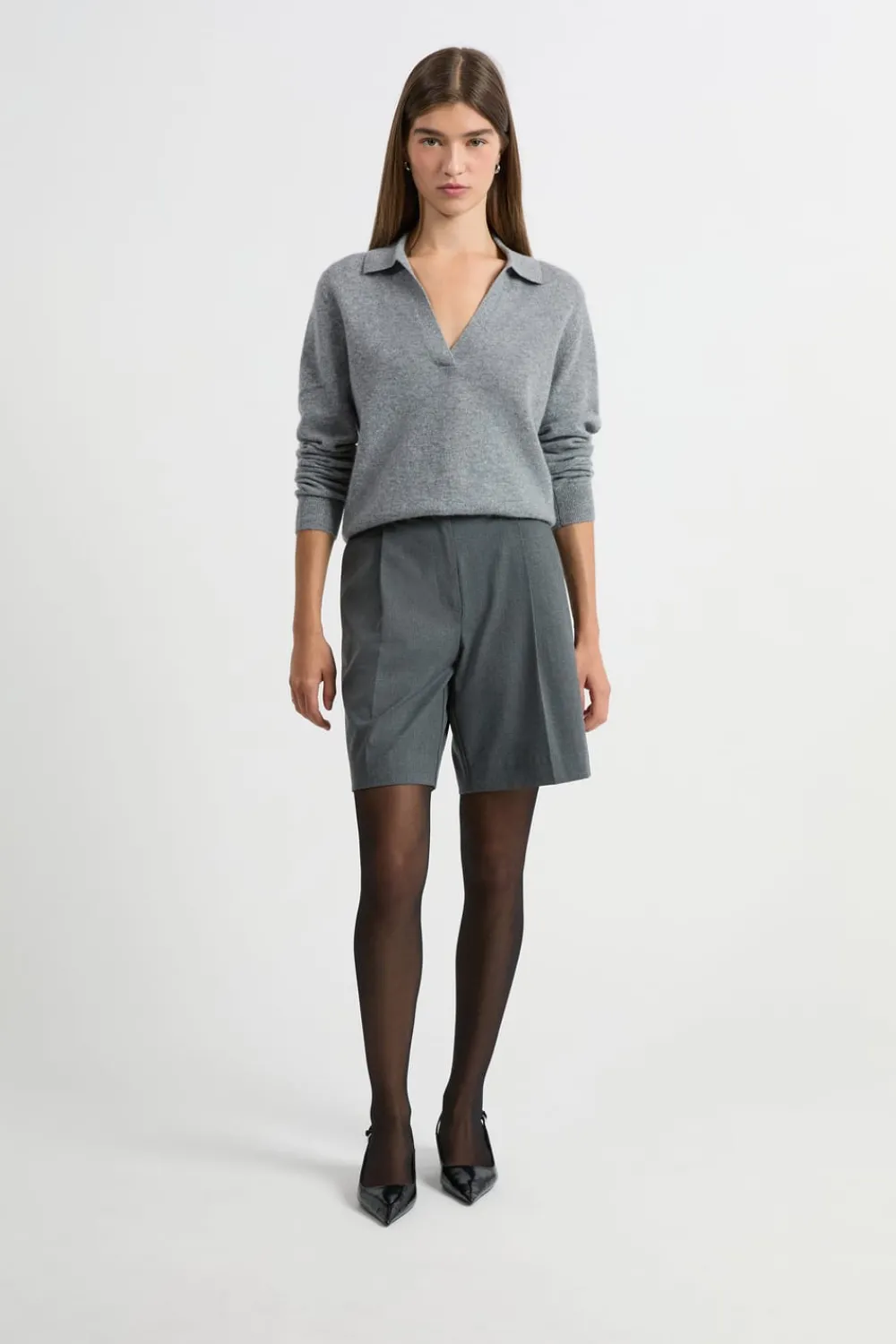 Clearance ETAM Jersey de cuello polo de cashmere GRIS
