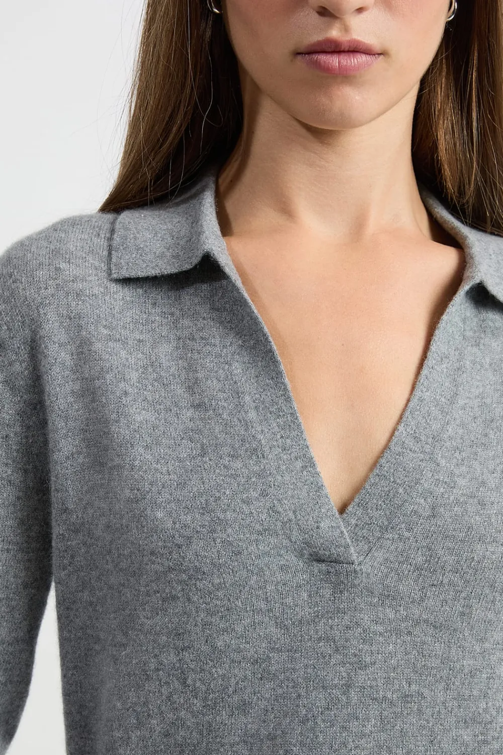Clearance ETAM Jersey de cuello polo de cashmere GRIS