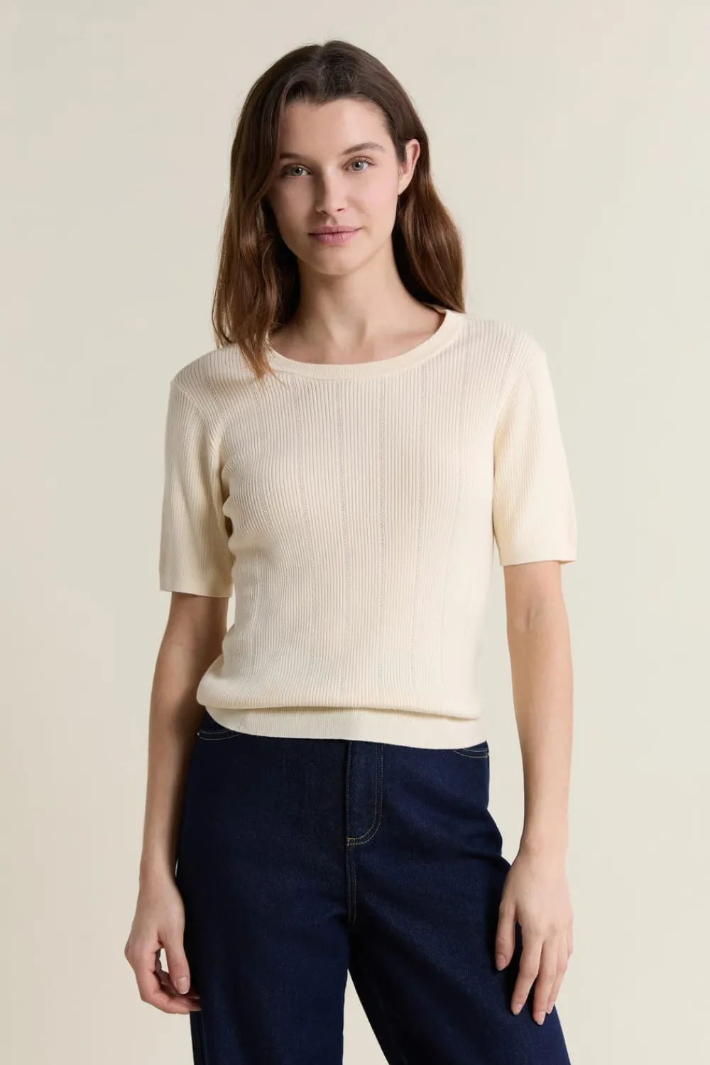 ETAM Jersey de cuello redondo y manga corta LINO