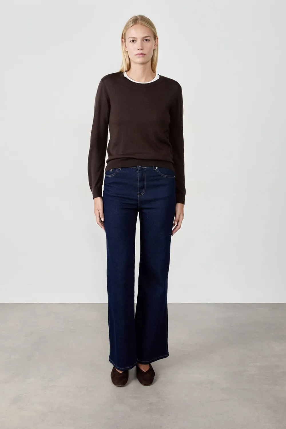 ETAM Jersey de cuello redondo con lana CHOCOLATE