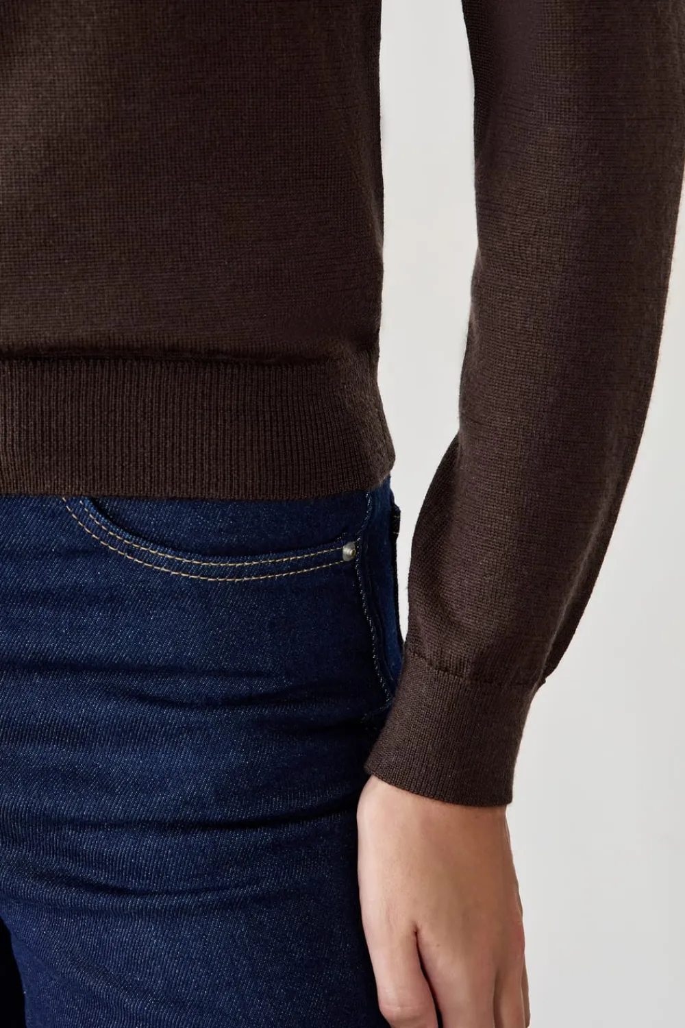 ETAM Jersey de cuello redondo con lana CHOCOLATE