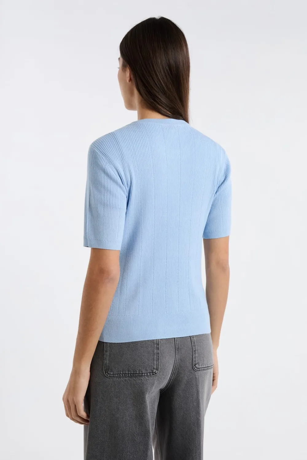 Outlet ETAM Jersey de cuello redondo de punto fino AZUL
