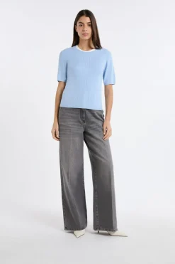 Outlet ETAM Jersey de cuello redondo de punto fino AZUL