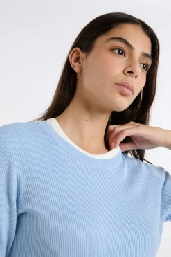 Outlet ETAM Jersey de cuello redondo de punto fino AZUL