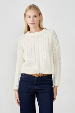 New ETAM Jersey de cuello redondo de punto grueso ECRU