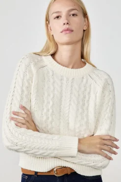 New ETAM Jersey de cuello redondo de punto grueso ECRU