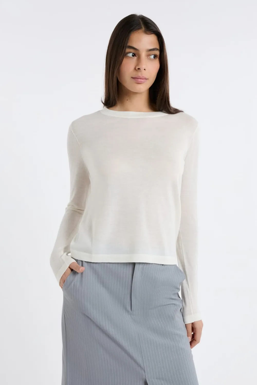 Online ETAM Jersey de cuello redondo de lana crudo