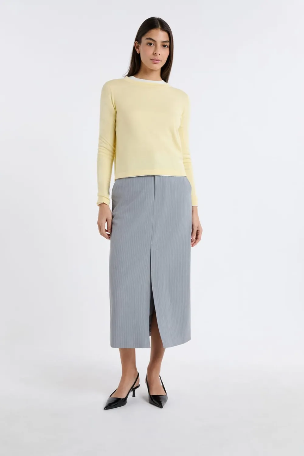 Clearance ETAM Jersey de cuello redondo de lana AMARILLO PÁLIDO