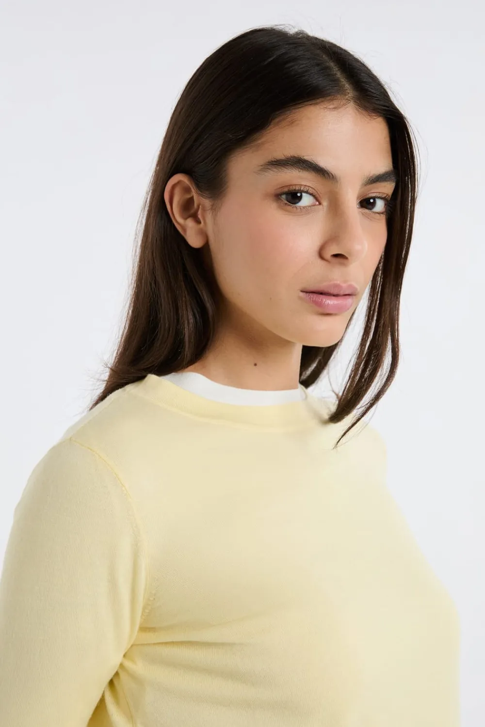 Clearance ETAM Jersey de cuello redondo de lana AMARILLO PÁLIDO