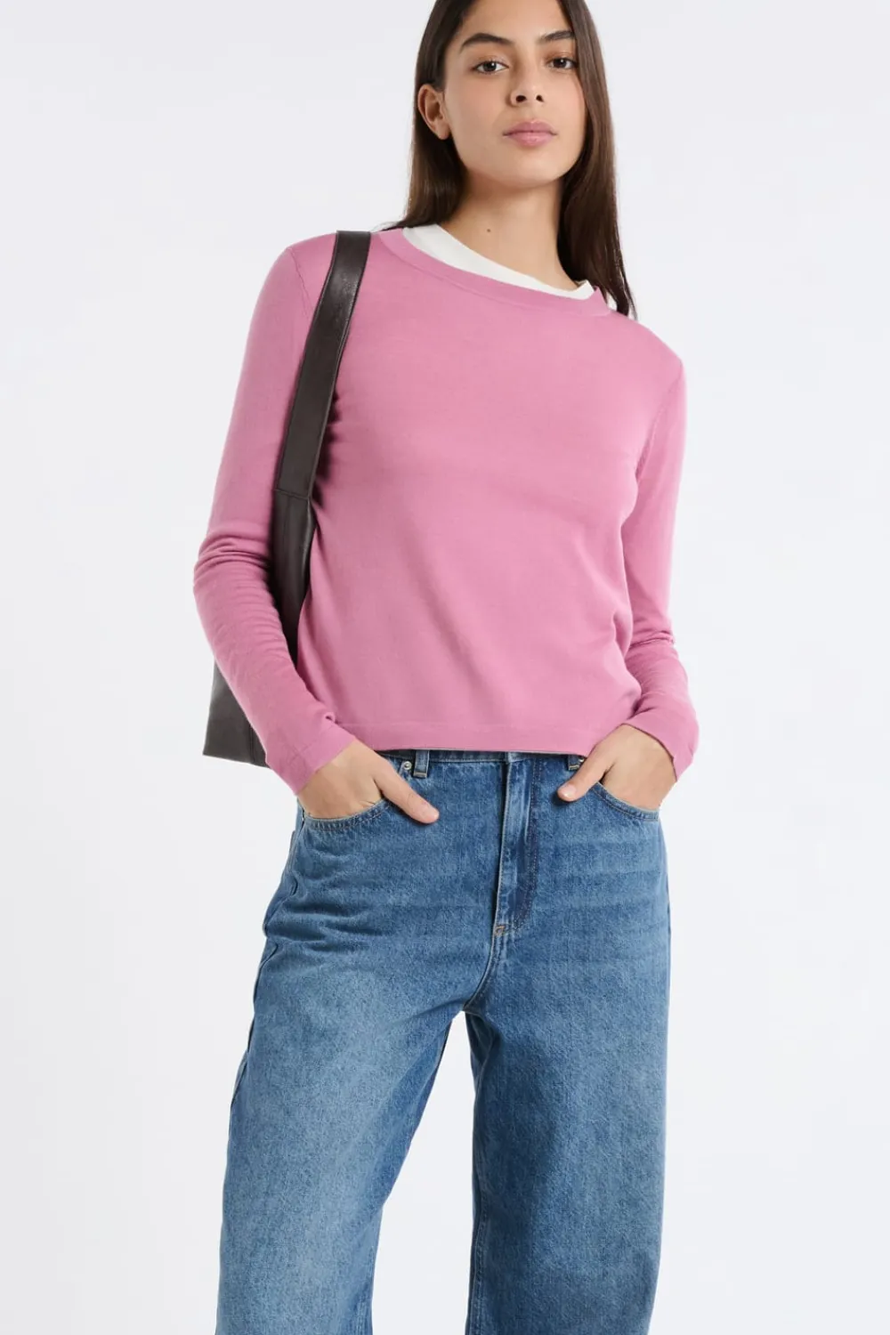 Online ETAM Jersey de cuello redondo de lana rosa nude
