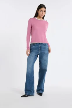 Online ETAM Jersey de cuello redondo de lana rosa nude