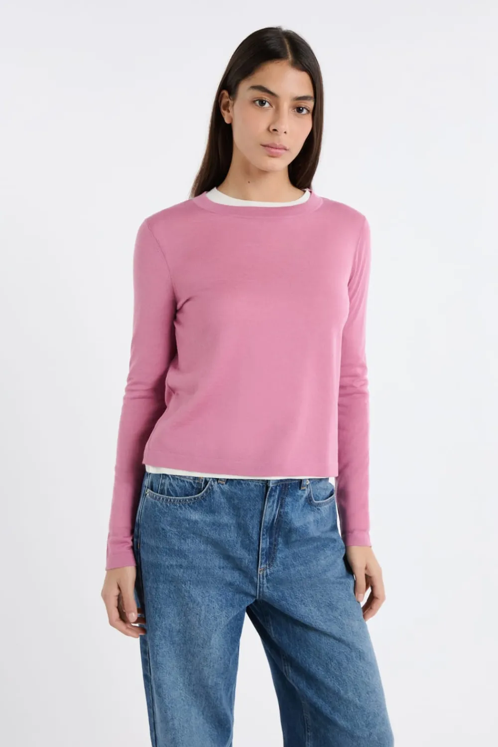 Online ETAM Jersey de cuello redondo de lana rosa nude