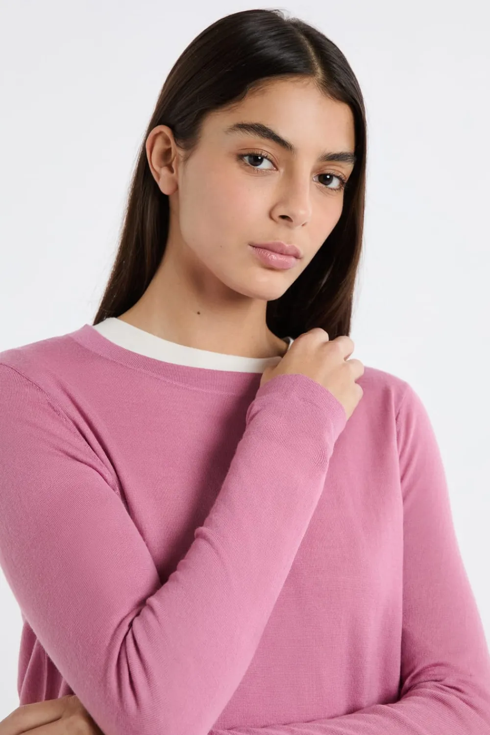 Online ETAM Jersey de cuello redondo de lana rosa nude