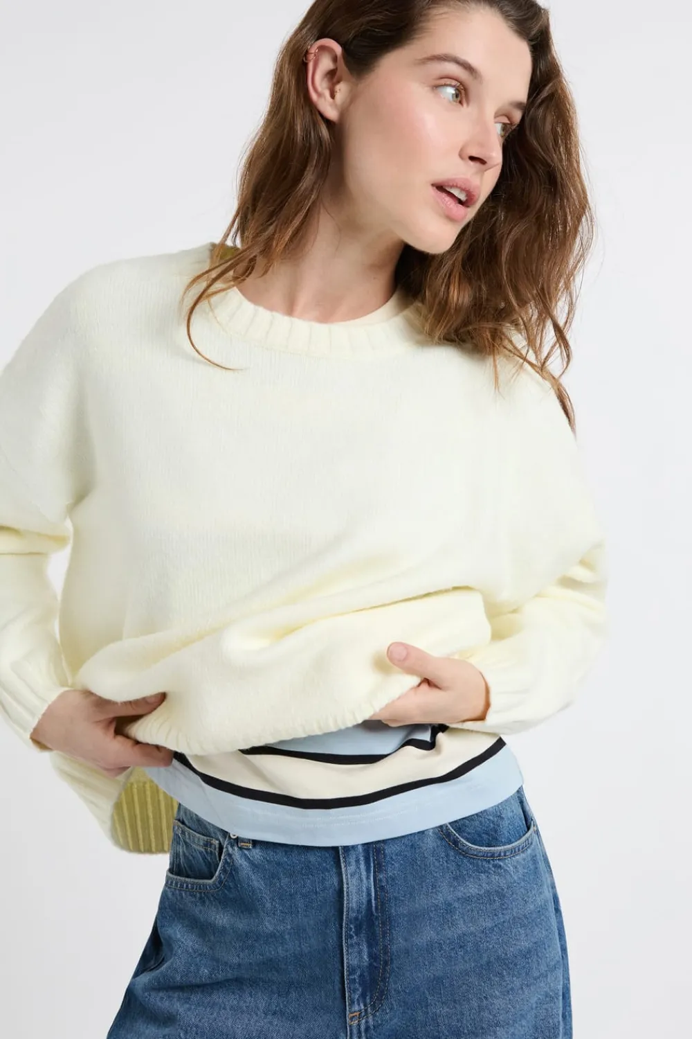 New ETAM Jersey oversize de manga larga lino