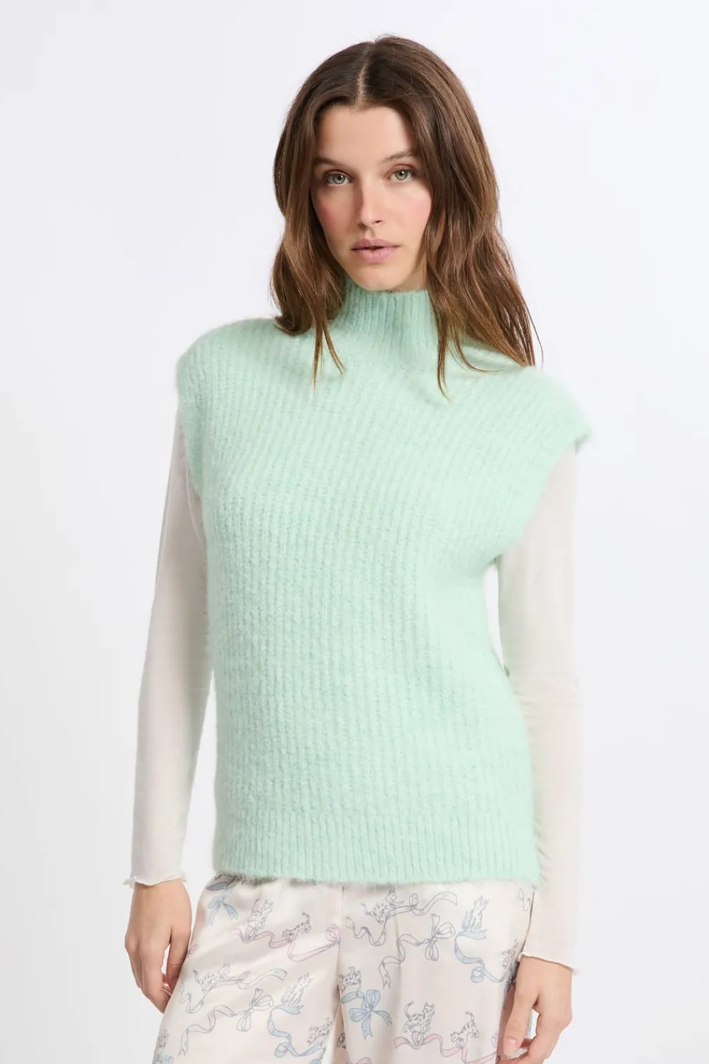 Outlet ETAM Jersey sin mangas con cuello alto CELADON