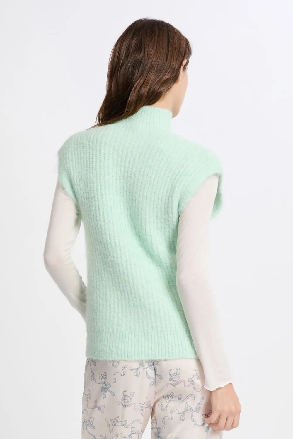 Outlet ETAM Jersey sin mangas con cuello alto CELADON