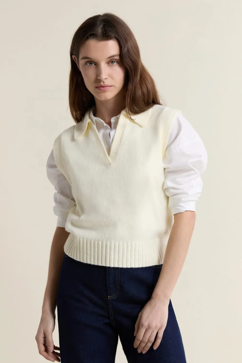 ETAM Jersey sin mangas con cuello polo LINO