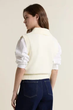 ETAM Jersey sin mangas con cuello polo LINO