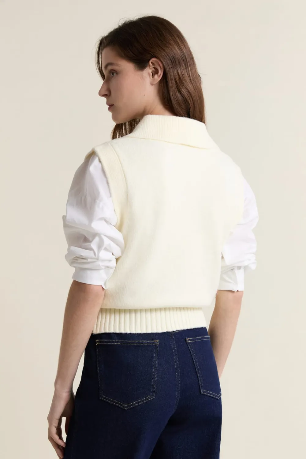 ETAM Jersey sin mangas con cuello polo LINO