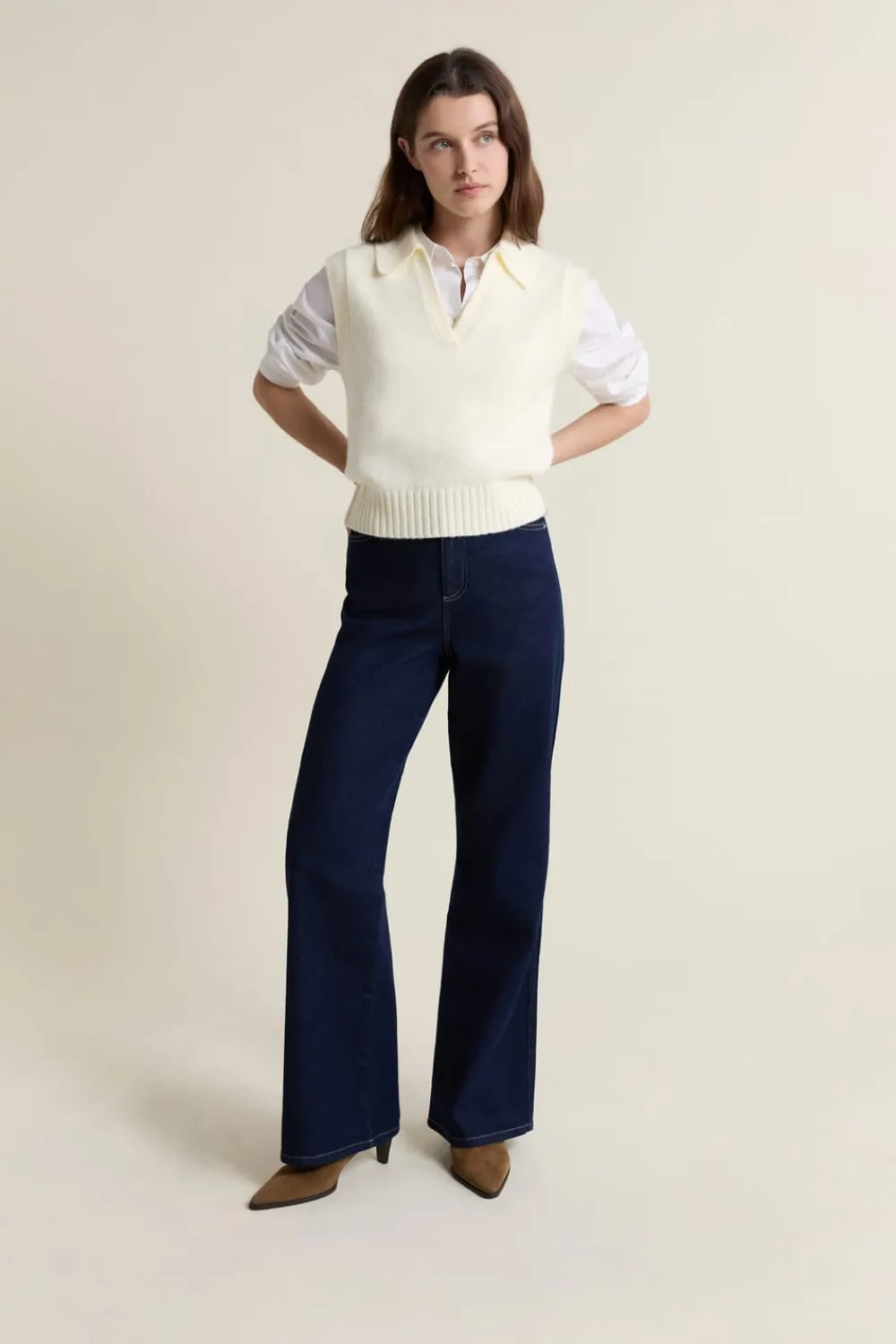 ETAM Jersey sin mangas con cuello polo LINO