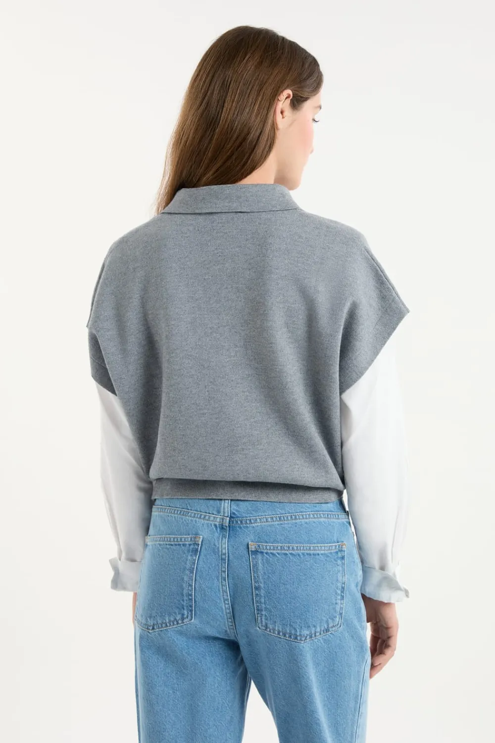 Clearance ETAM Jersey sin mangas con cuello polo GRIS CLARO