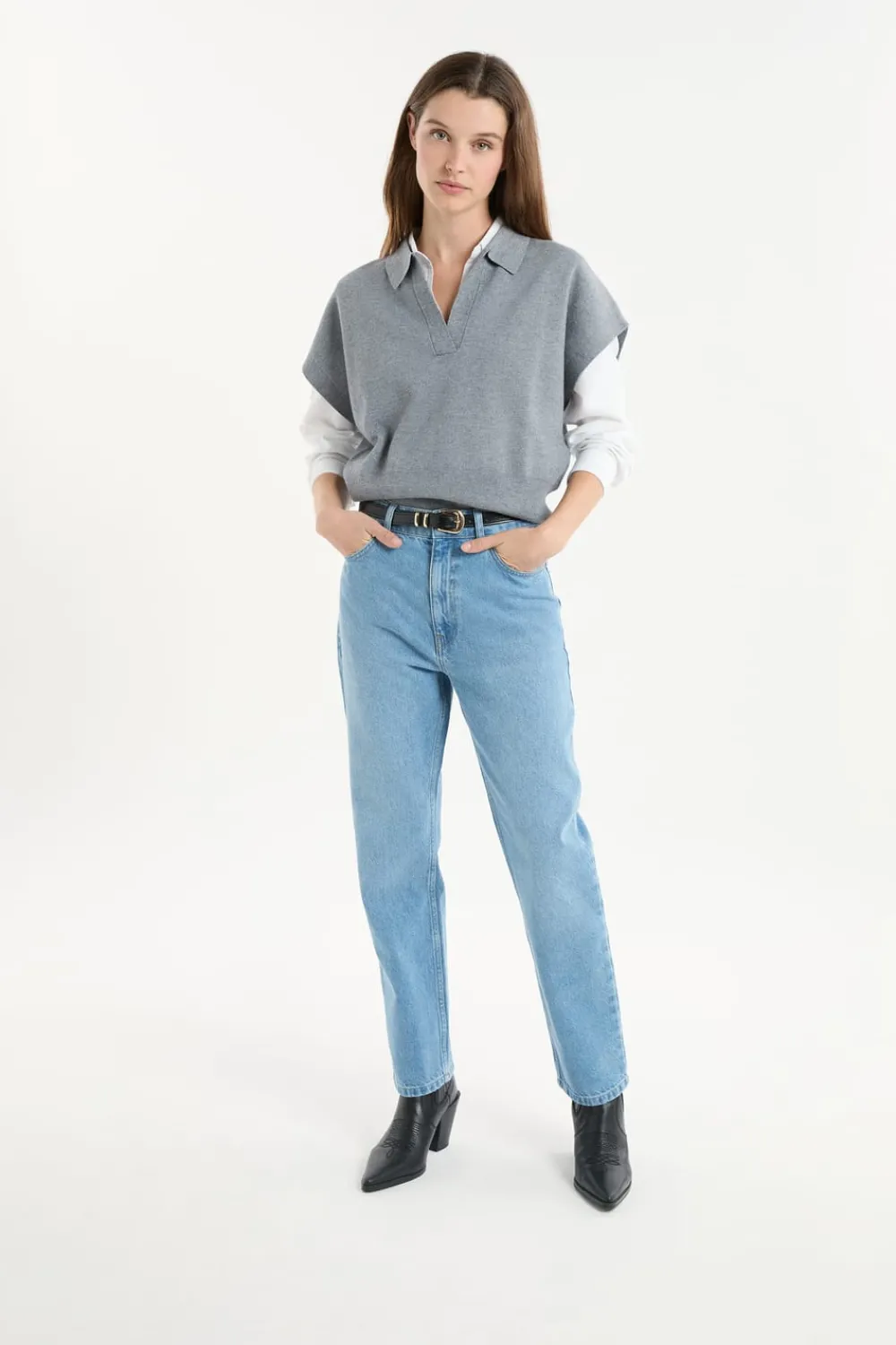 Clearance ETAM Jersey sin mangas con cuello polo GRIS CLARO
