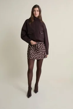 Discount ETAM Jupe courte satinée à pois MARRON