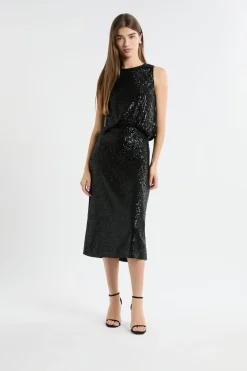Hot ETAM Jupe longue à sequins NOIR