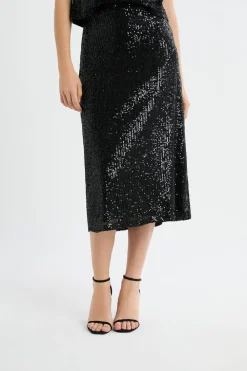 Hot ETAM Jupe longue à sequins NOIR