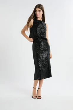 Hot ETAM Jupe longue à sequins NOIR